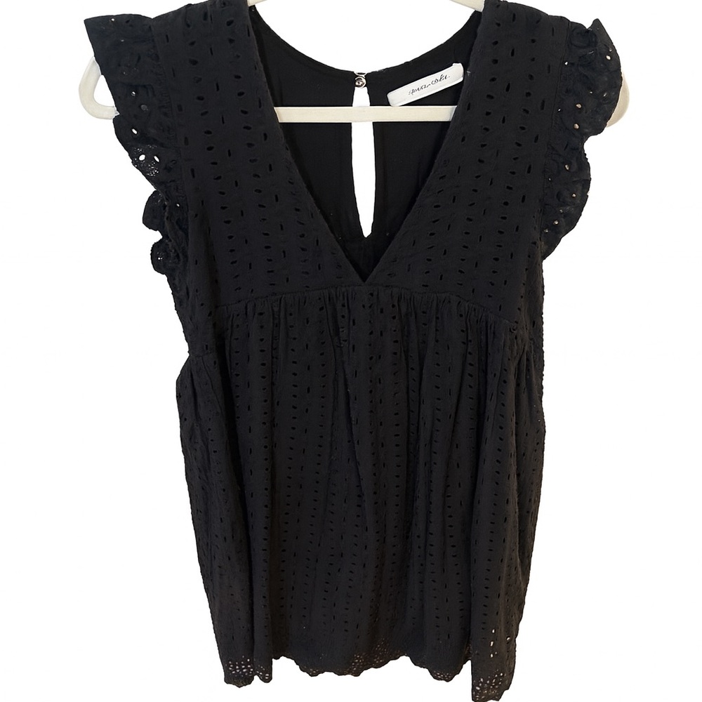 Mustard Seed Black Ruffle Sleeve Mini Dress